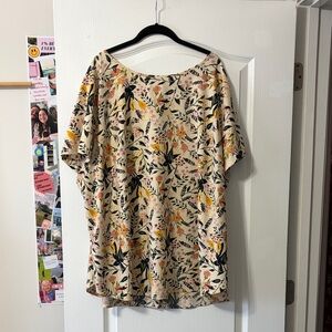 Ava & Viv Floral Women's Blouse in Cream and Black